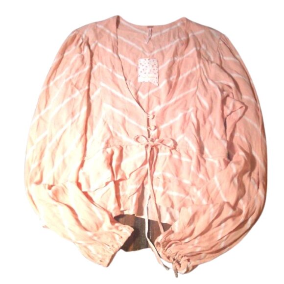 Free People Samifran Ruffle Top Peach Petal Ruffle Top Women Size MED NWT Boho - Picture 5 of 7